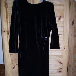 Connected Apparel Black Evening Velvet Dress Large
